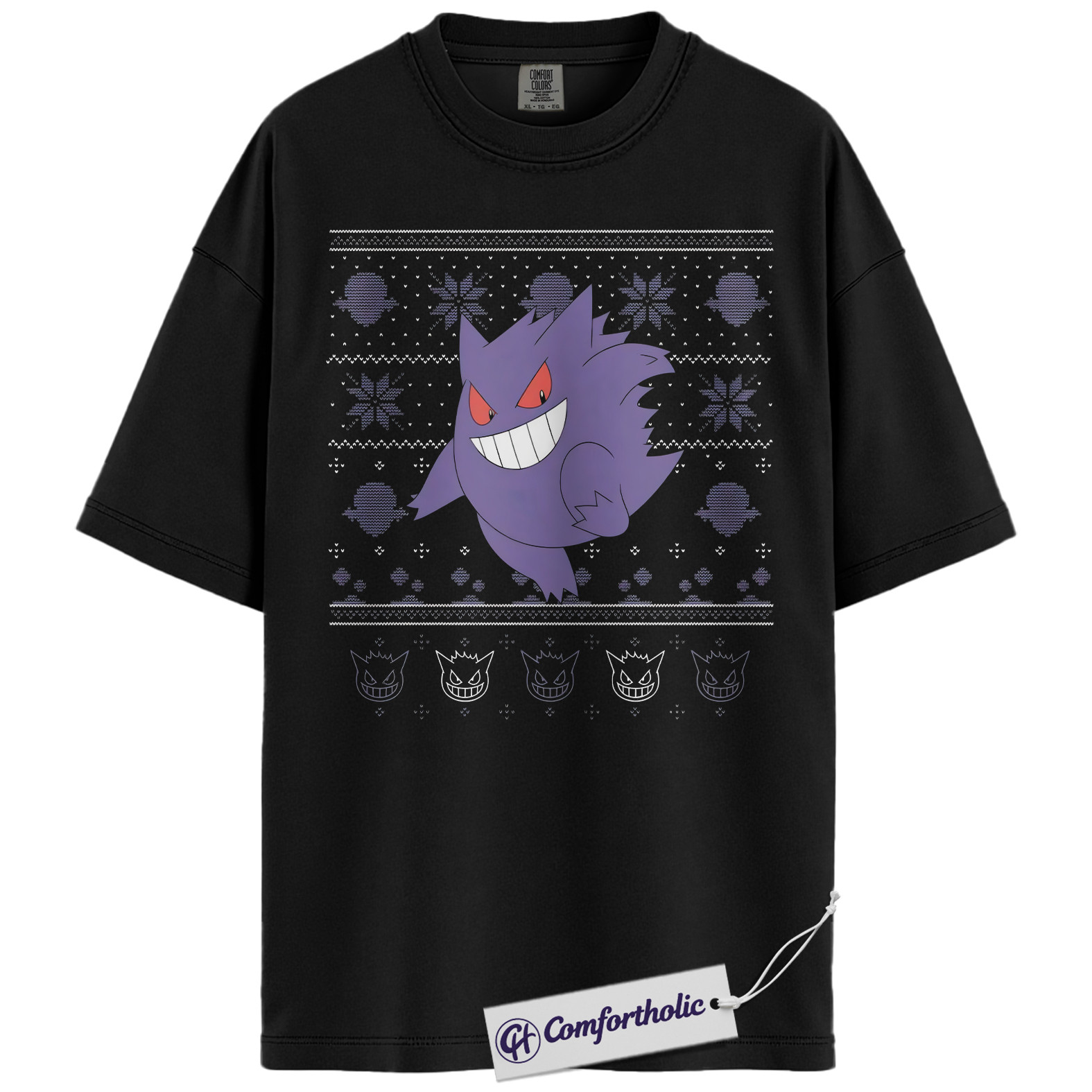 Gengar Shirt, Pokemon Shirt, PKM Shirt, Christmas Shirt, Anime Graphic Tee, Christmas Comfort Colors Shirt