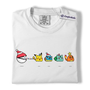 Alternative view of Pokemon Shirt, PKM T-Shirt, Christmas Shirt, Anime Graphic Tee, Christmas Comfort Colors Shirt