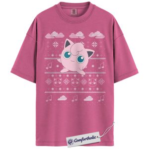 Jigglypuff Shirt, Pokemon Shirt, PKM Shirt, Christmas Shirt, Anime Graphic Tee, Christmas Comfort Colors Shirt