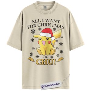 Pikachu Shirt, Pokemon Shirt, PKM Shirt, Christmas Shirt, Anime Graphic Tee, Christmas Comfort Colors Shirt