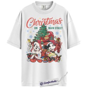 Alternative view of Mickey Mouse Shirt, Christmas Shirt, Animated Graphic Tee, Christmas Comfort Colors Shirt