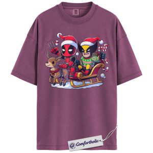 Deadpool & Wolverine Shirt, Christmas Shirt, Marvel Comics Graphic Tee, Christmas Comfort Colors Shirt