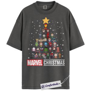 Alternative view of Marvel Comics Shirt, Christmas Shirt, Movie Graphic Tee, Comfort Colors Shirt