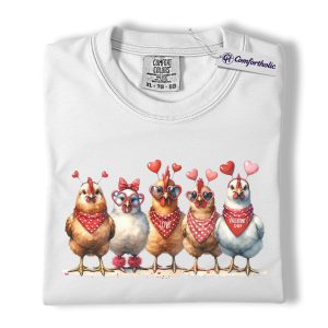 Alternative view of Chicken Valentine Shirt, Funny Farm Animal Graphic Tee, Cute Country Girl T-Shirt, Gift for Chicken Lovers and Farm Moms, Comfort Colors Shirt