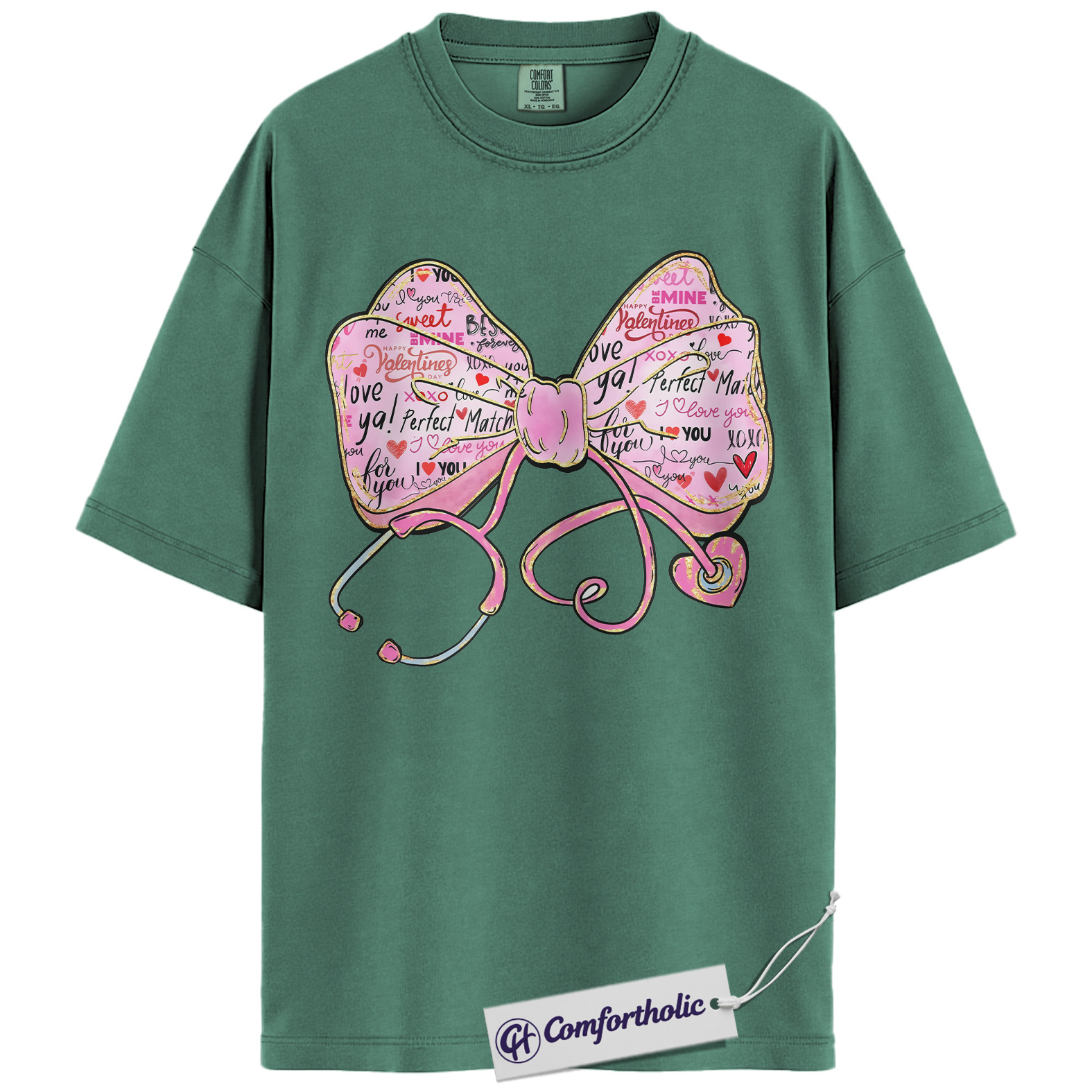 Valentine Nurse Shirt, Stethoscope Heart Bow Graphic Tee, Cute Medical Pink Aesthetic T-Shirt, Healthcare Worker Valentine Gift for Nurses, Comfort Colors Shirt - Image 10