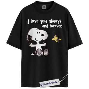 Alternative view of Snoopy Shirt, Peanuts Shirt, Valentine's Day Shirt, Animated Graphic Tee, Comfort Colors Shirt