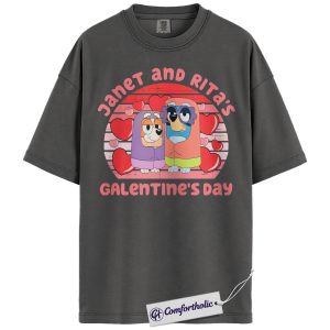 Alternative view of Janet and Rita Shirt, Bluey Shirt, Valentine's Day Shirt, Animated Graphic Tee, Comfort Colors Shirt