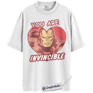Alternative view of Iron Man Shirt, Valentine's Day Shirt, Marvel Comics Graphic Tee, Comfort Colors Shirt