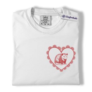 Alternative view of Opossum Valentine Shirt, Cute Heart Wildlife Graphic Tee, Vintage Forest Animal T-Shirt, Gift for Opossum Lovers and Nature Fans, Comfort Colors Shirt