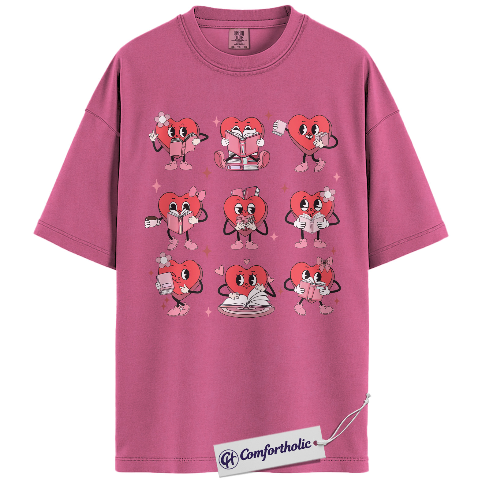 Valentine Heart Shirt, Cute Book Lover Graphic Tee, Reading Aesthetic T-Shirt, Gift for Readers and Bookish Girls, Comfort Colors Shirt - Image 16