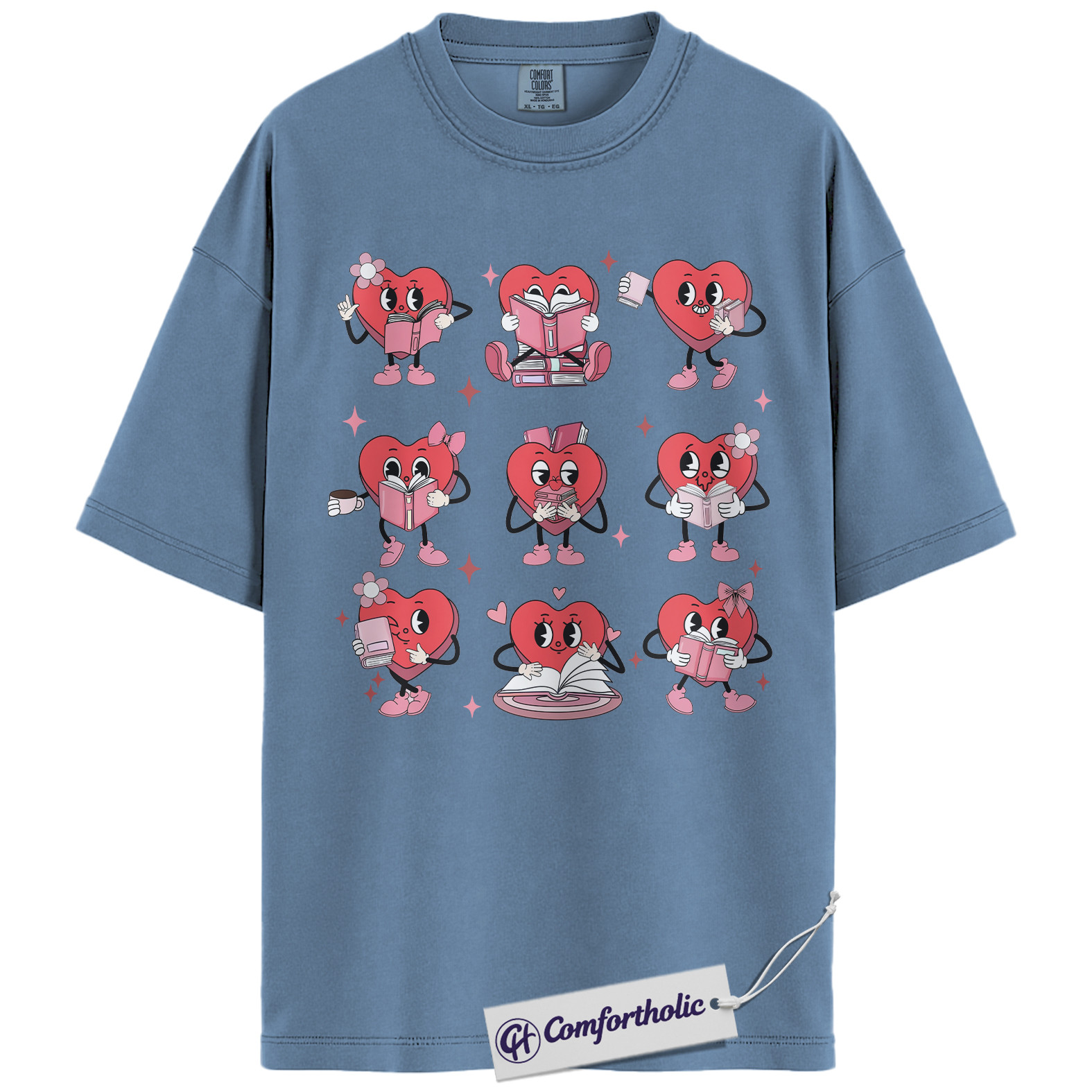 Valentine Heart Shirt, Cute Book Lover Graphic Tee, Reading Aesthetic T-Shirt, Gift for Readers and Bookish Girls, Comfort Colors Shirt - Image 17