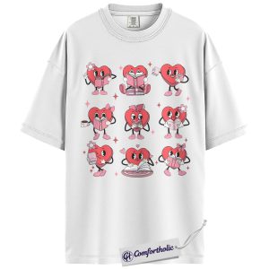 Alternative view of Valentine Heart Shirt, Cute Book Lover Graphic Tee, Reading Aesthetic T-Shirt, Gift for Readers and Bookish Girls, Comfort Colors Shirt