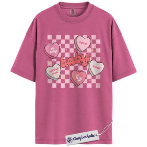 Pregnancy Announcement Baby Shirt, Cute Conversation Heart Graphic Tee, Valentine Mom-to-Be Reveal T-Shirt, Gift for Expecting Moms and Baby Showers, Comfort Colors Shirt