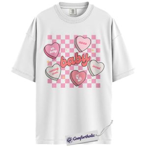 Alternative view of Pregnancy Announcement Baby Shirt, Cute Conversation Heart Graphic Tee, Valentine Mom-to-Be Reveal T-Shirt, Gift for Expecting Moms and Baby Showers, Comfort Colors Shirt