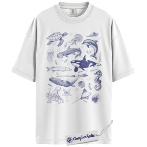 Alternative view of Sea Life Shirt, Ocean Animals Graphic Tee, Coastal Aesthetic Marine Biology T-Shirt, Beach Lover Gift for Ocean Fans, Comfort Colors Shirt