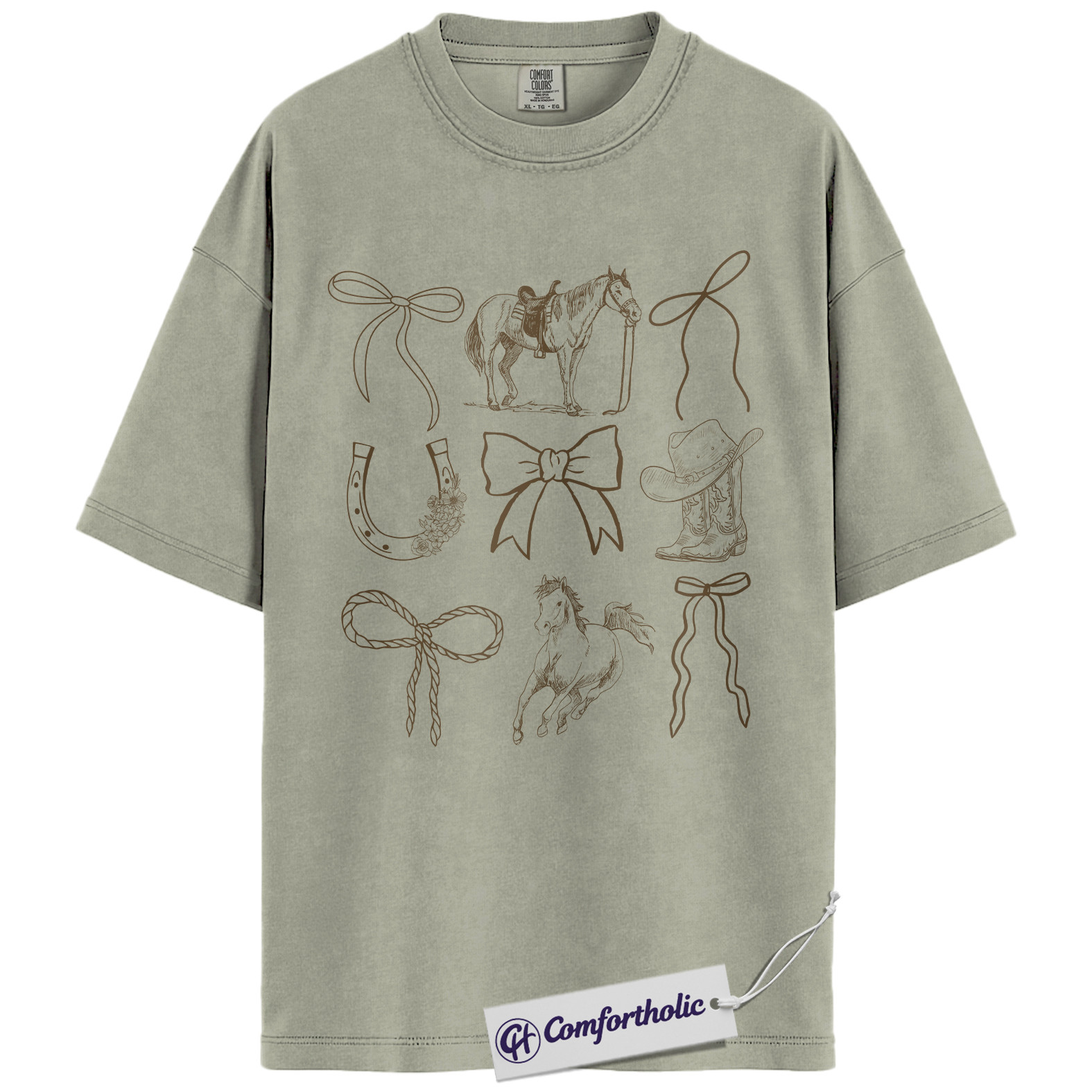 Western Bow Horse Shirt, Cute Cowgirl Aesthetic Graphic Tee, Coquette Rodeo Trend T-Shirt, Gift for Horse Lovers and Cowgirls, Comfort Colors Shirt