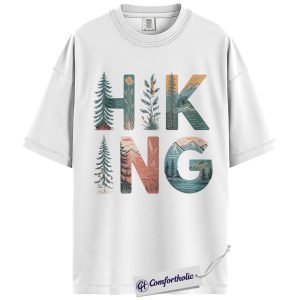 Alternative view of Hiking Shirt, Mountain Nature Graphic T-Shirt, Adventure Outdoor Tee, Aesthetic Nature Lover Gift for Hikers and Campers, Comfort Colors Shirt