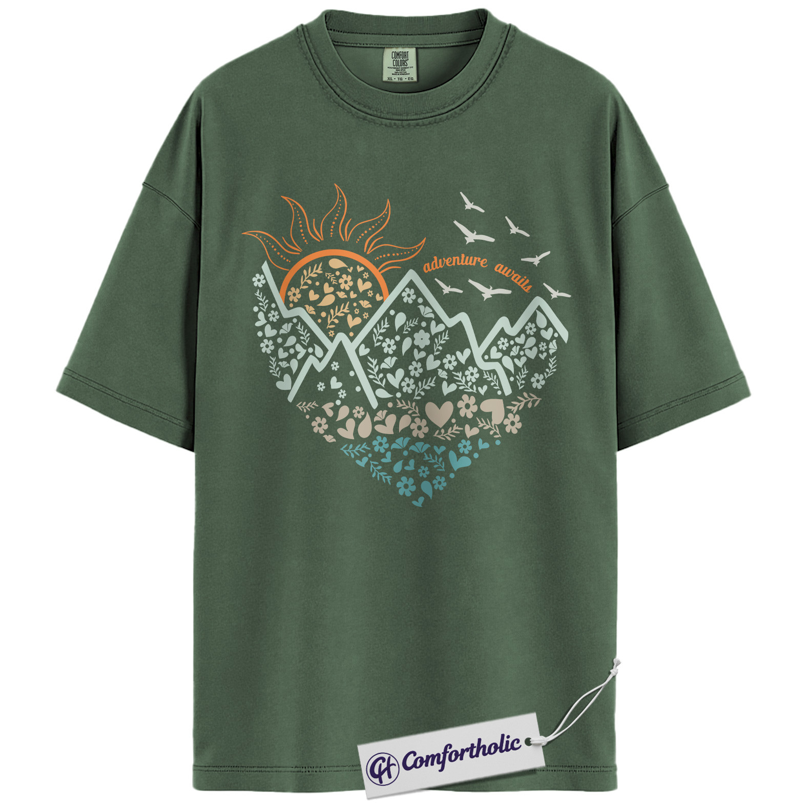Adventure Awaits Shirt, Mountain Nature Graphic T-Shirt, Boho Outdoor Hiking Tee, Nature Lover Gift for Wanderlust Travelers, Comfort Colors Shirt - Image 5
