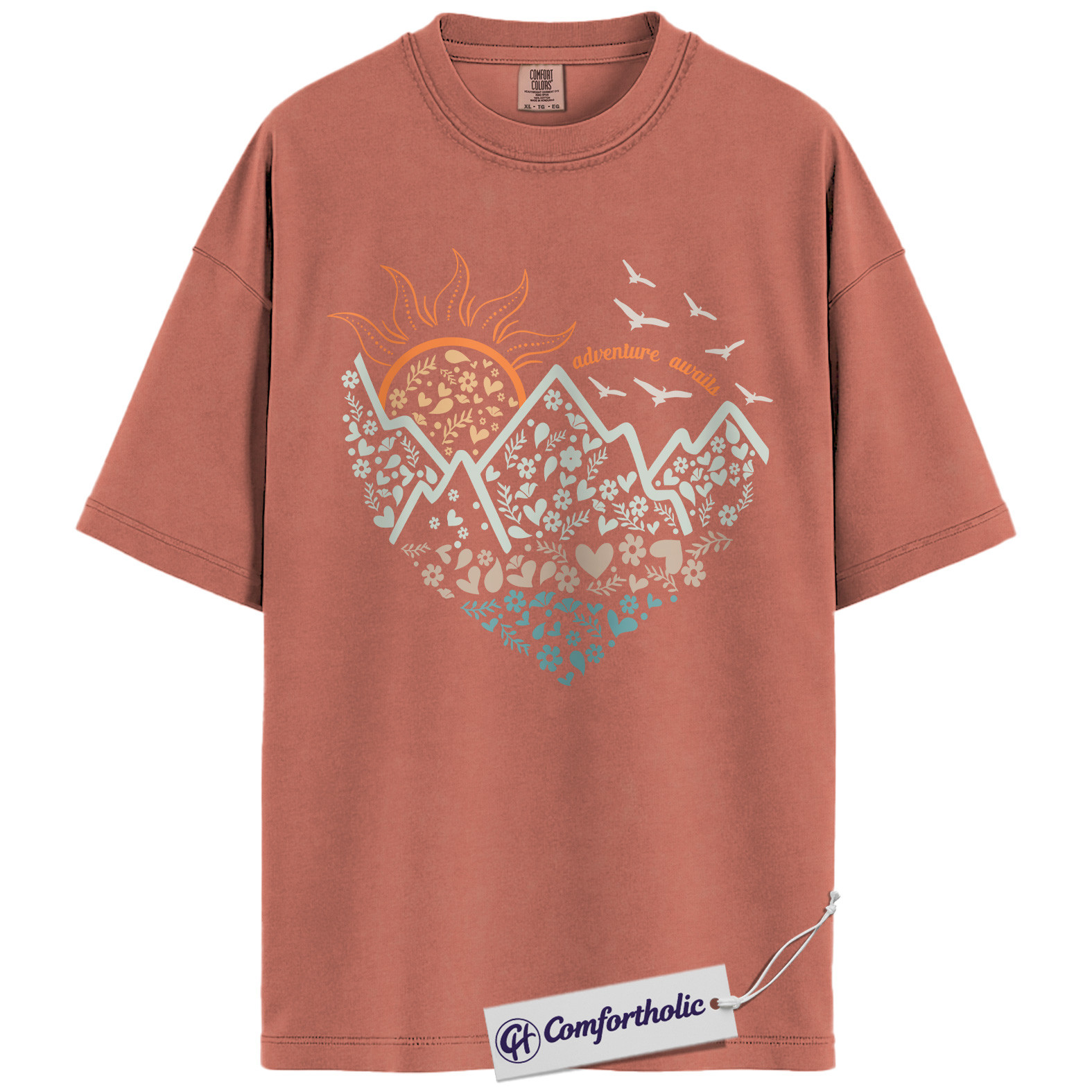 Adventure Awaits Shirt, Mountain Nature Graphic T-Shirt, Boho Outdoor Hiking Tee, Nature Lover Gift for Wanderlust Travelers, Comfort Colors Shirt - Image 7