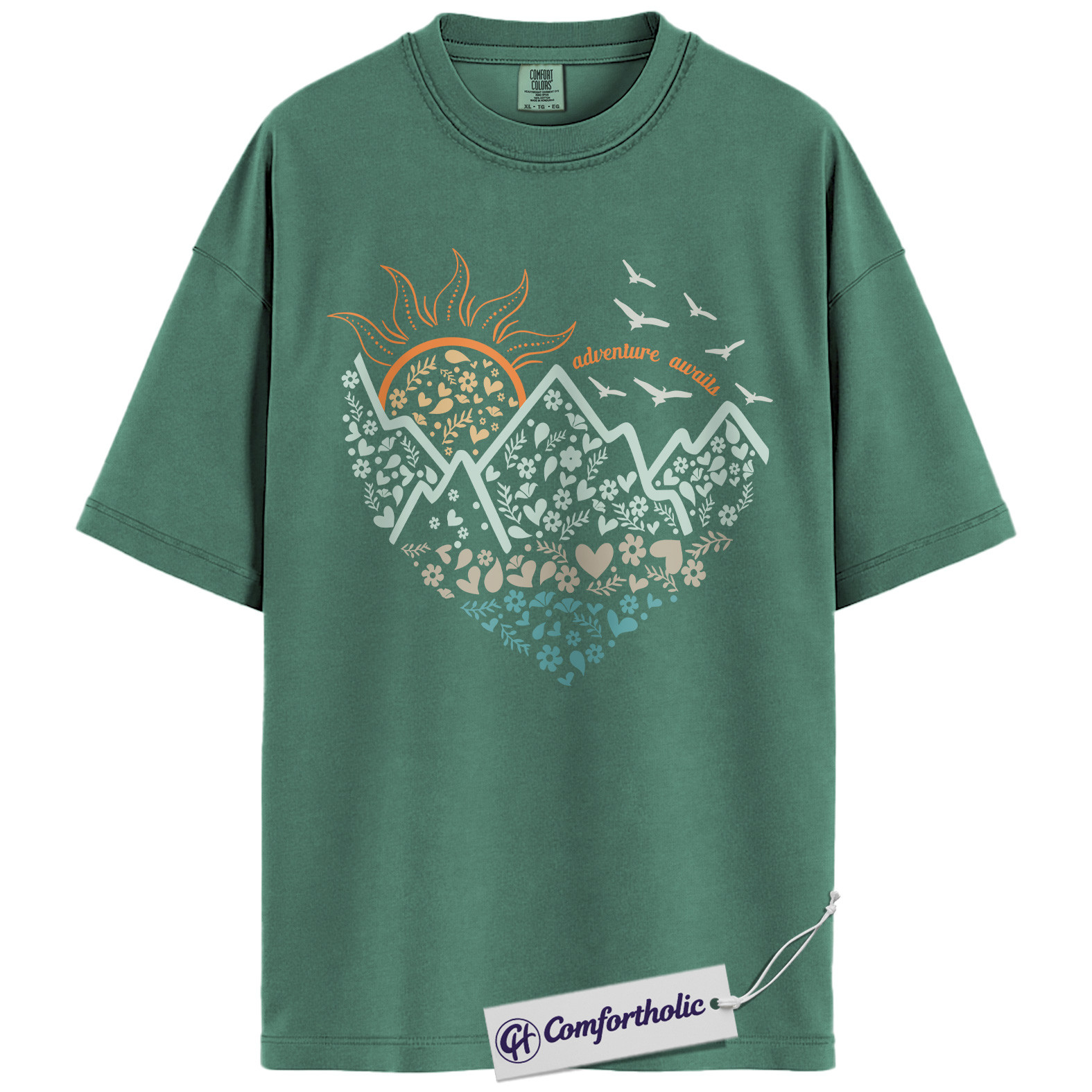 Adventure Awaits Shirt, Mountain Nature Graphic T-Shirt, Boho Outdoor Hiking Tee, Nature Lover Gift for Wanderlust Travelers, Comfort Colors Shirt - Image 10