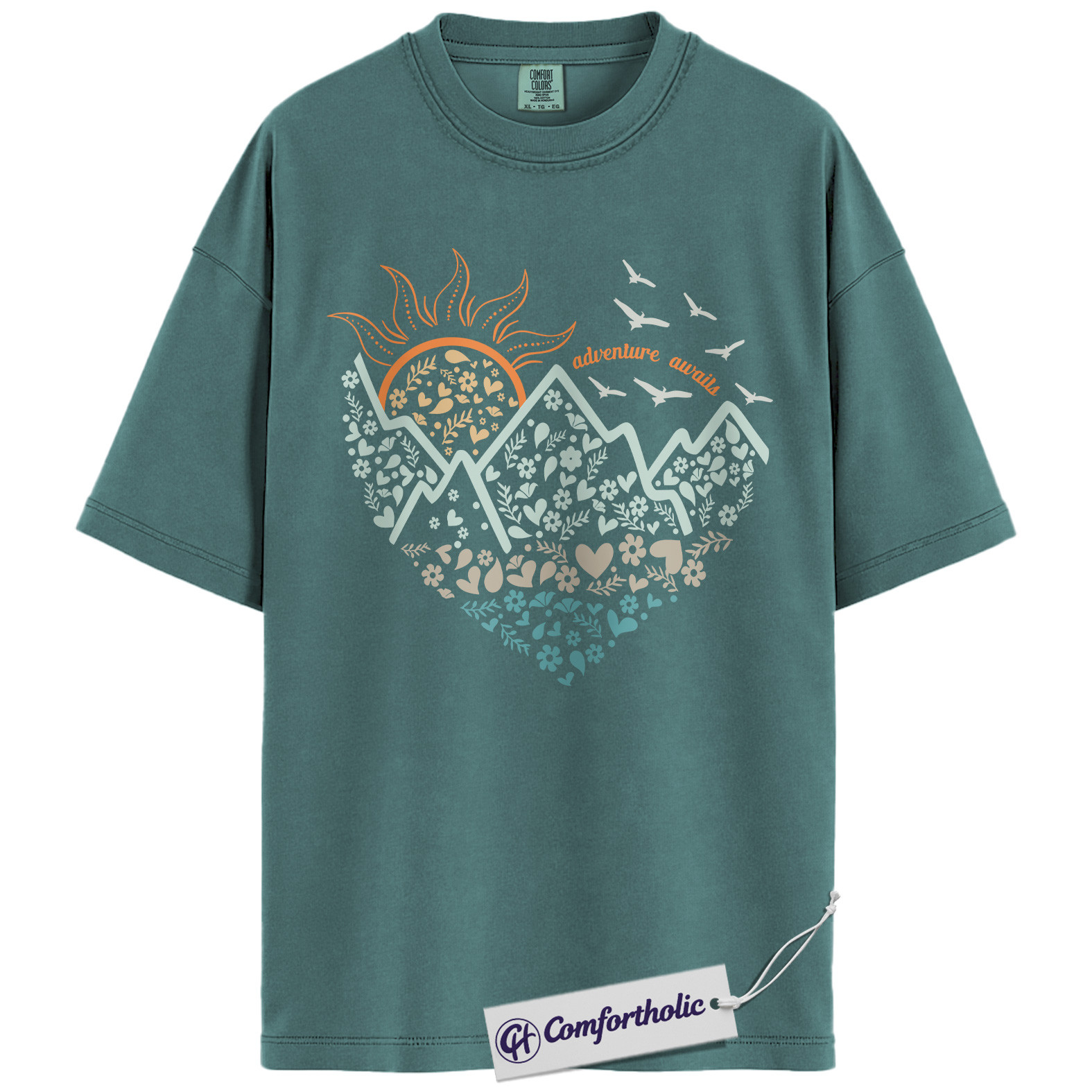 Adventure Awaits Shirt, Mountain Nature Graphic T-Shirt, Boho Outdoor Hiking Tee, Nature Lover Gift for Wanderlust Travelers, Comfort Colors Shirt - Image 11