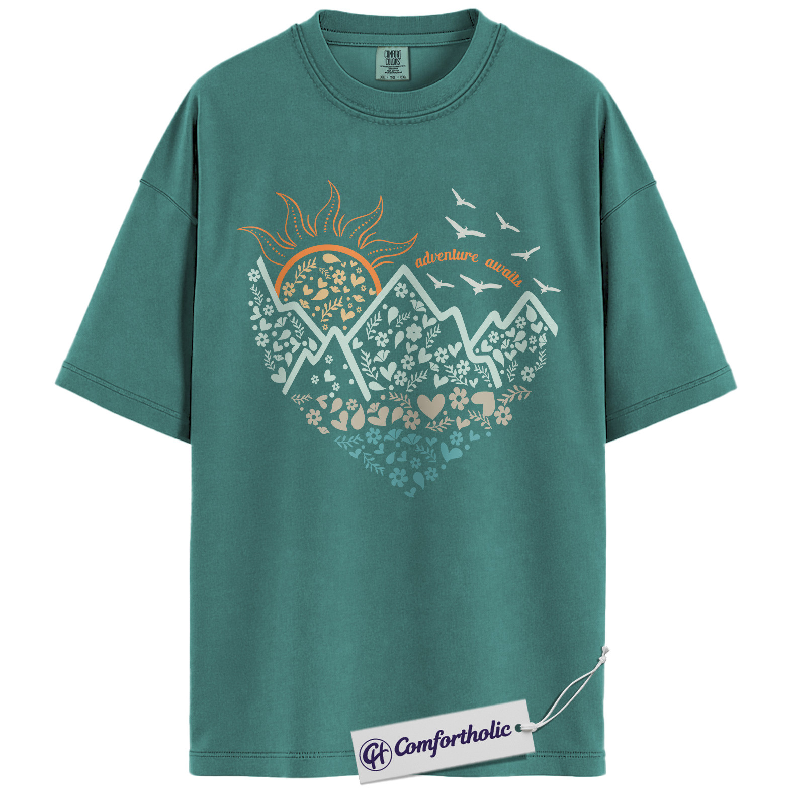 Adventure Awaits Shirt, Mountain Nature Graphic T-Shirt, Boho Outdoor Hiking Tee, Nature Lover Gift for Wanderlust Travelers, Comfort Colors Shirt - Image 13
