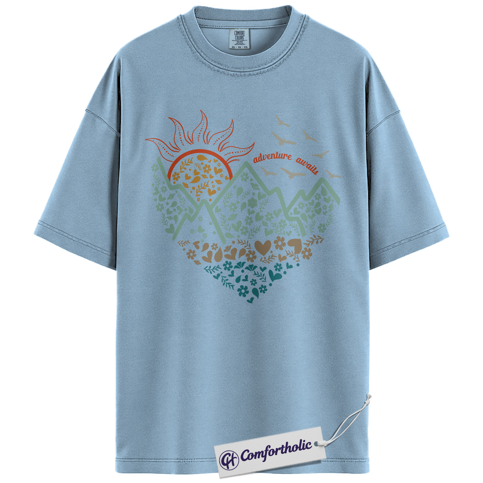 Adventure Awaits Shirt, Mountain Nature Graphic T-Shirt, Boho Outdoor Hiking Tee, Nature Lover Gift for Wanderlust Travelers, Comfort Colors Shirt - Image 14