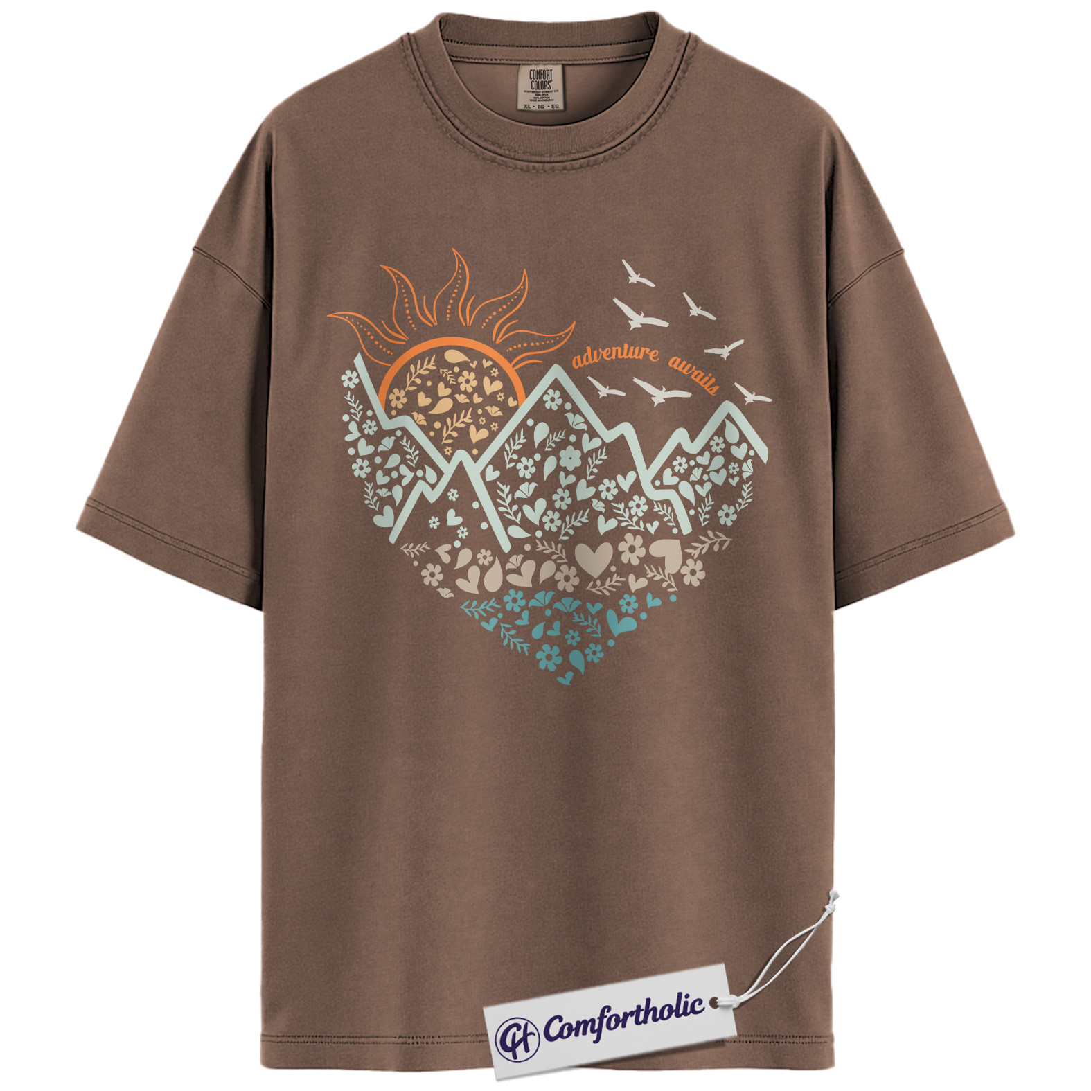 Adventure Awaits Shirt, Mountain Nature Graphic T-Shirt, Boho Outdoor Hiking Tee, Nature Lover Gift for Wanderlust Travelers, Comfort Colors Shirt - Image 19