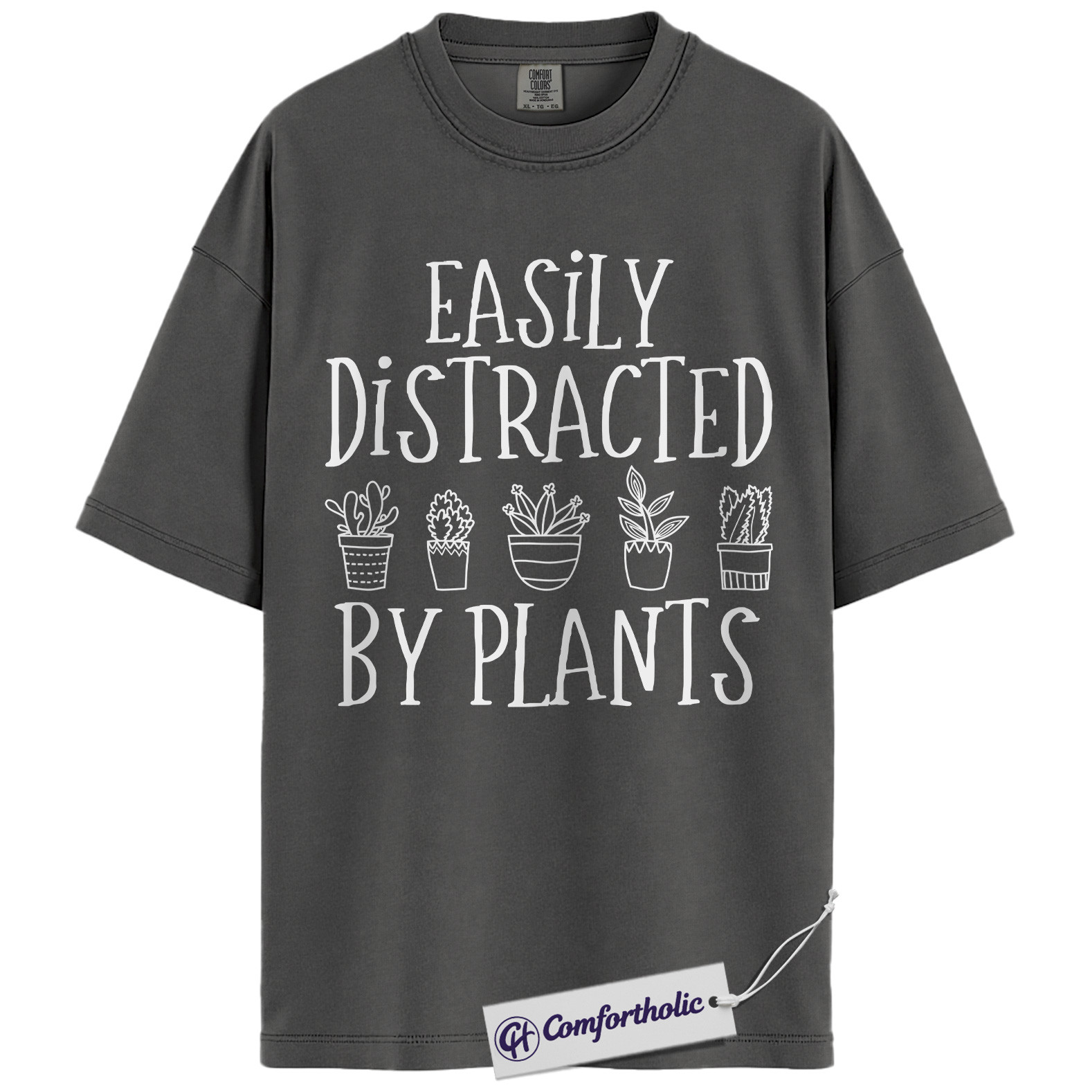 Easily Distracted by Plants Shirt, Funny Plant Lover T-Shirt, Gardening Graphic Tee, Cute Gift for Plant Moms, Comfort Colors Shirt - Image 4