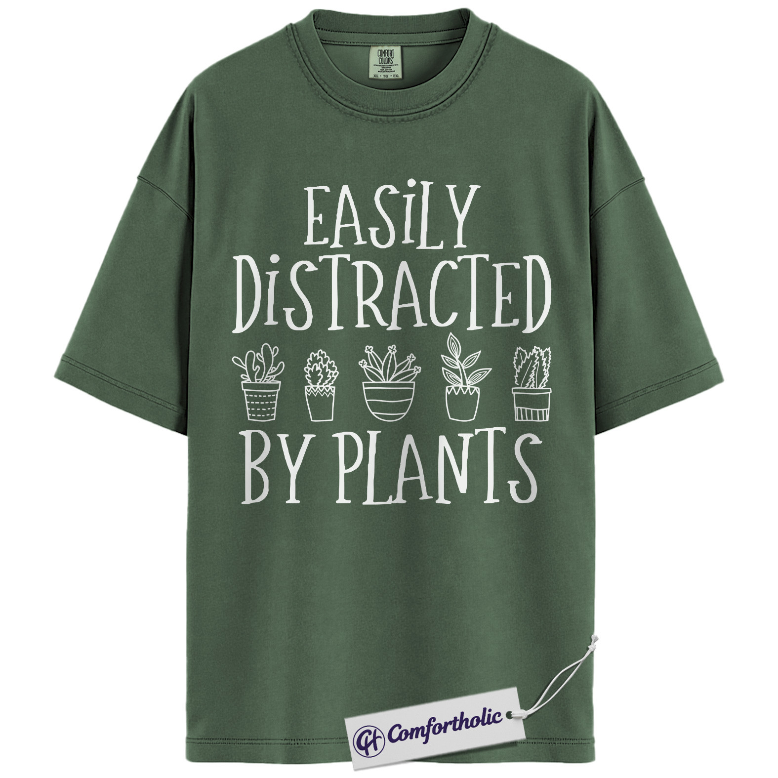 Easily Distracted by Plants Shirt, Funny Plant Lover T-Shirt, Gardening Graphic Tee, Cute Gift for Plant Moms, Comfort Colors Shirt