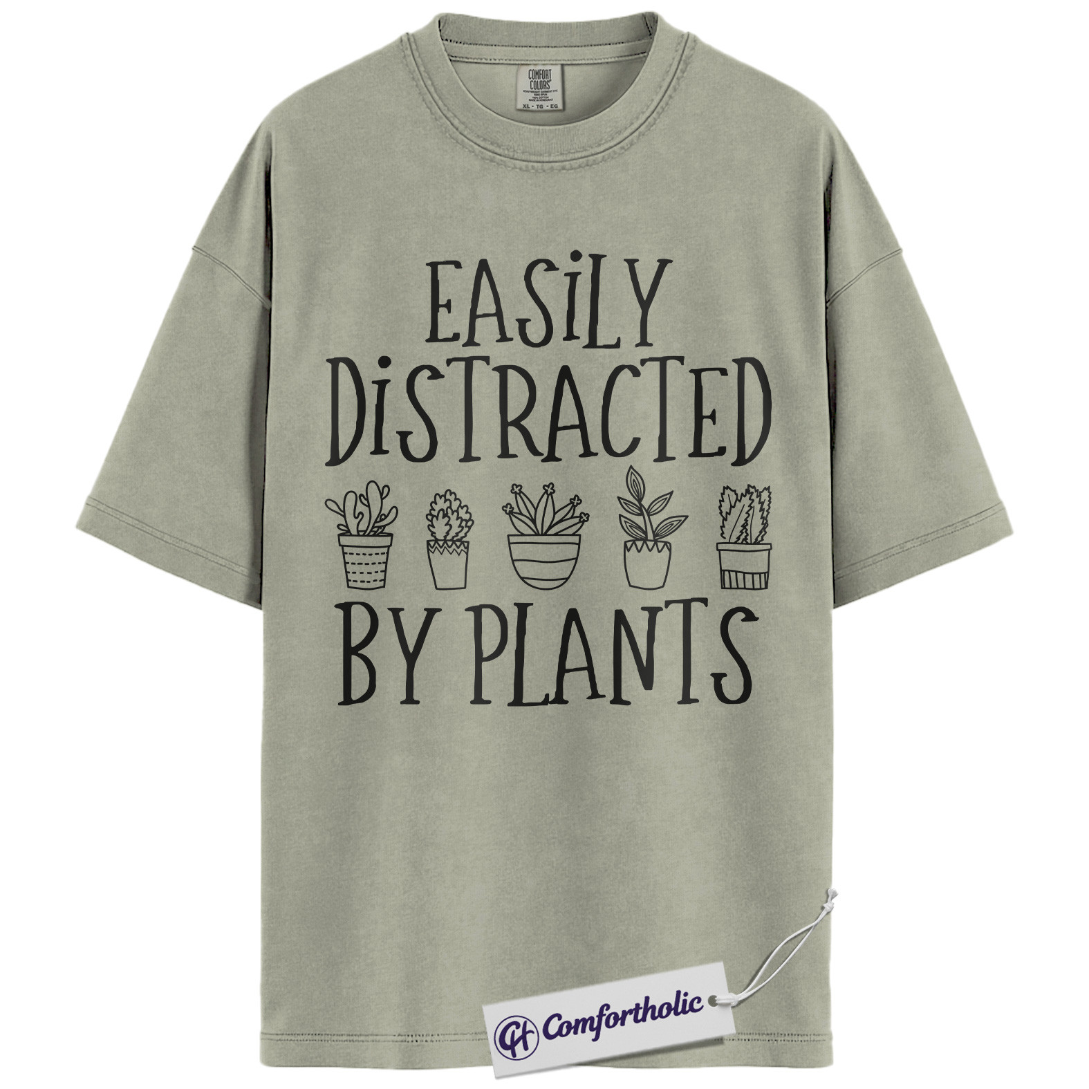 Easily Distracted by Plants Shirt, Funny Plant Lover T-Shirt, Gardening Graphic Tee, Cute Gift for Plant Moms, Comfort Colors Shirt - Image 6