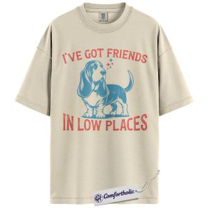 Basset Hound Shirt, Funny Dog Lover Graphic Tee, Retro Country Humor T-Shirt for Pet Owners, Cute Low Places Dog Pun Gift, Comfort Colors Shirt