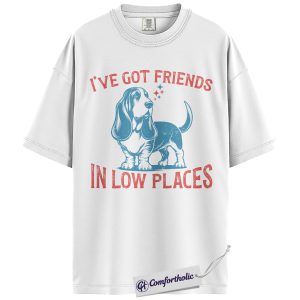 Alternative view of Basset Hound Shirt, Funny Dog Lover Graphic Tee, Retro Country Humor T-Shirt for Pet Owners, Cute Low Places Dog Pun Gift, Comfort Colors Shirt