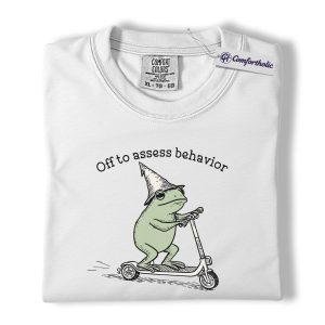 Alternative view of Funny Frog Teacher Shirt, Behavior Analyst & ABA Therapist Graphic Tee, School Counselor Psychology Humor T-Shirt, Cute Assessment Gift, Comfort Colors Shirt