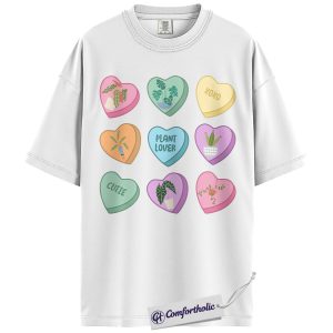 Alternative view of Plant Lover Candy Hearts Shirt, Cute Botanical Graphic Tee, Valentine Indoor Plant Mom T-Shirt, Pastel Aesthetic Gift for Garden Lovers, Comfort Colors Shirt