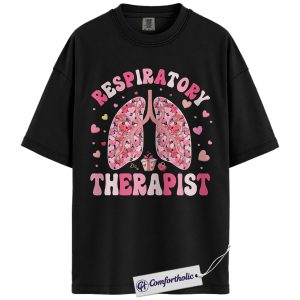 Respiratory Therapist Shirt, Cute Valentine Heart Lung Graphic Tee, RT Medical Professional T-Shirt, Appreciation Gift for Healthcare Workers, Comfort Colors Shirt