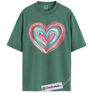 Abstract Heart Shirt, Painted Brush Stroke Graphic Tee, Cute Pastel Valentine’s Day T-Shirt for Women, Artistic Romantic Gift, Comfort Colors Shirt