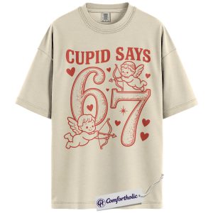 Cupid Says Shirt, Retro Valentine Cupid Graphic Tee, Cute Angel Aesthetic T-Shirt for Couples, Romantic Valentine’s Day Gift for Women, Comfort Colors Shirt