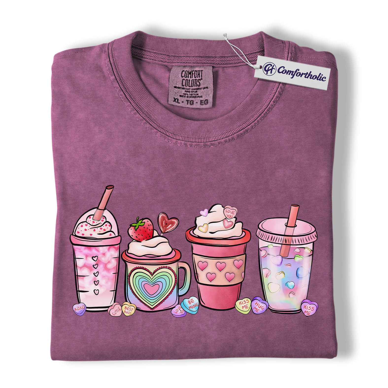 Valentine Coffee Shirt, Cute Kawaii Drink Graphic Tee, Pastel Café Aesthetic T-Shirt for Coffee & Boba Lovers, Sweet Heart Gift, Comfort Colors Shirt - Image 16