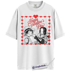 Alternative view of Luffy vs Boa Hancock Shirt, One Piece Shirt, Valentine's Day Shirt, Anime Graphic Tee, Comfort Colors Shirt