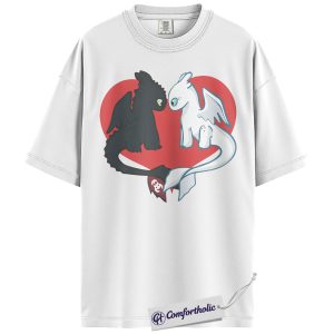 Alternative view of Toothless vs Light Fury Shirt, How to Train Your Dragon Shirt, Valentine's Day Shirt, Animated Graphic Tee, Comfort Colors Shirt