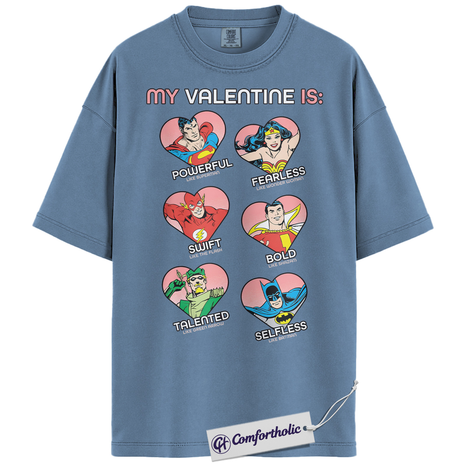 Superman Shirt, Wonder Woman Shirt, The Flash Shirt, Shazam Shirt, Valentine's Day Shirt, DC Comics Graphic Tee, Comfort Colors Shirt - Image 14