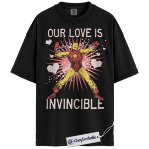 Alternative view of Iron Man Shirt, Valentine's Day Shirt, Marvel Comics Graphic Tee, Comfort Colors Shirt