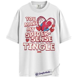 Alternative view of Spider-Man Shirt, Valentine's Day Shirt, Marvel Comics Graphic Tee, Comfort Colors Shirt