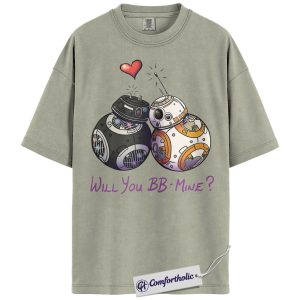BB-8 and BB-9E Shirt, Star Wars Shirt, Valentine's Day Shirt, Movie Graphic Tee, Comfort Colors Shirt