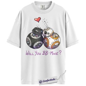Alternative view of BB-8 and BB-9E Shirt, Star Wars Shirt, Valentine's Day Shirt, Movie Graphic Tee, Comfort Colors Shirt