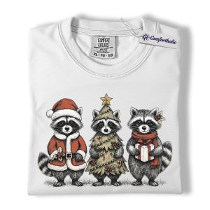 Alternative view of Raccoon Christmas Shirt, Cute Holiday Animal Graphic T-Shirt, Festive Winter Wildlife Tee, Christmas Gift for Animal Lovers, Christmas Comfort Colors Shirt