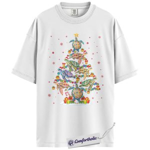 Alternative view of Sea Turtle Christmas Shirt, Cute Turtle Tree Graphic T-Shirt, Festive Holiday Tee for Ocean Animal Lovers, Christmas Gift for Women, Christmas Comfort Colors Shirt