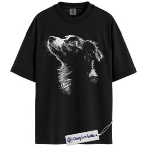 Alternative view of Border Collie Shirt, Hand Drawn Dog Portrait Graphic T-Shirt, Aesthetic Pet Lover Tee, Gift for Border Collie Owners and Dog Moms, Comfort Colors Shirt