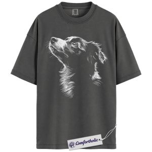 Border Collie Shirt, Hand Drawn Dog Portrait Graphic T-Shirt, Aesthetic Pet Lover Tee, Gift for Border Collie Owners and Dog Moms, Comfort Colors Shirt
